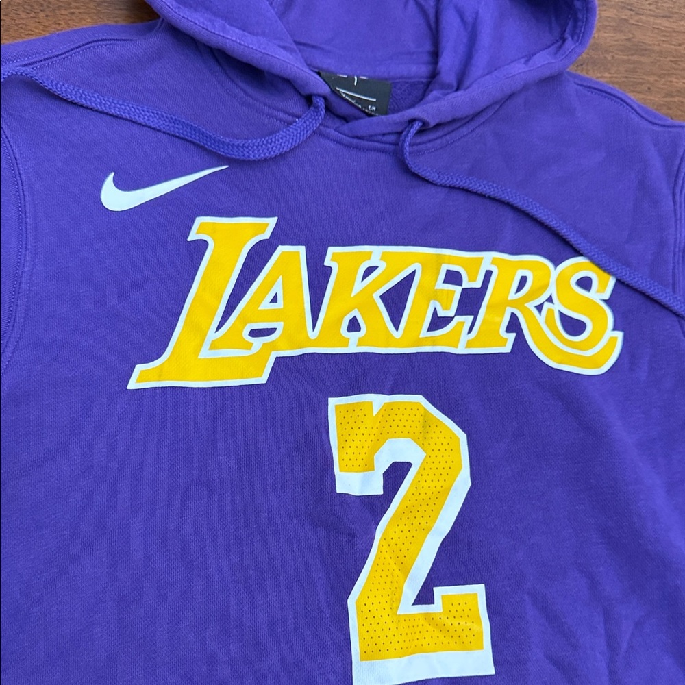 Purple Lakers Hoodie Nike #2 on Back BALL Sweater Hoodie Size Small NBA - Picture 4 of 16